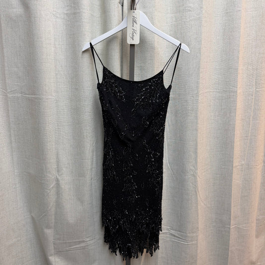 Black Beaded 100% Silk Cocktail Dress