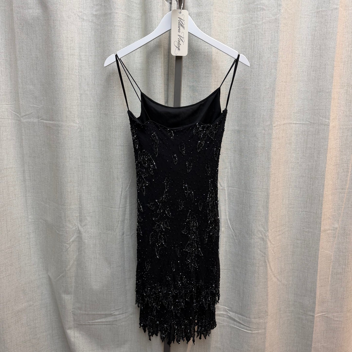 Black Beaded 100% Silk Cocktail Dress