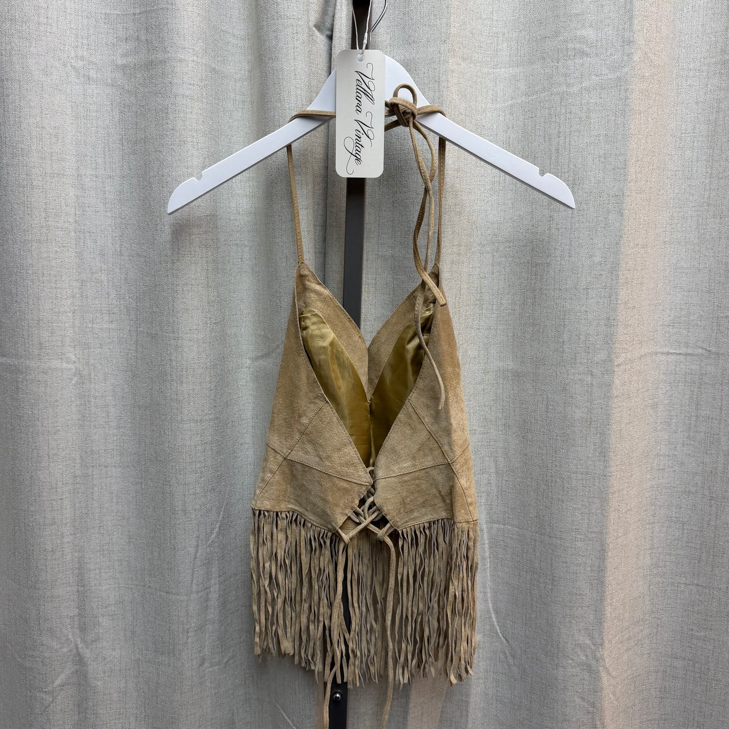 Morgan De Toi Tan Suede Fringe Halter Top