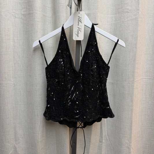 Black Beaded Halter Top