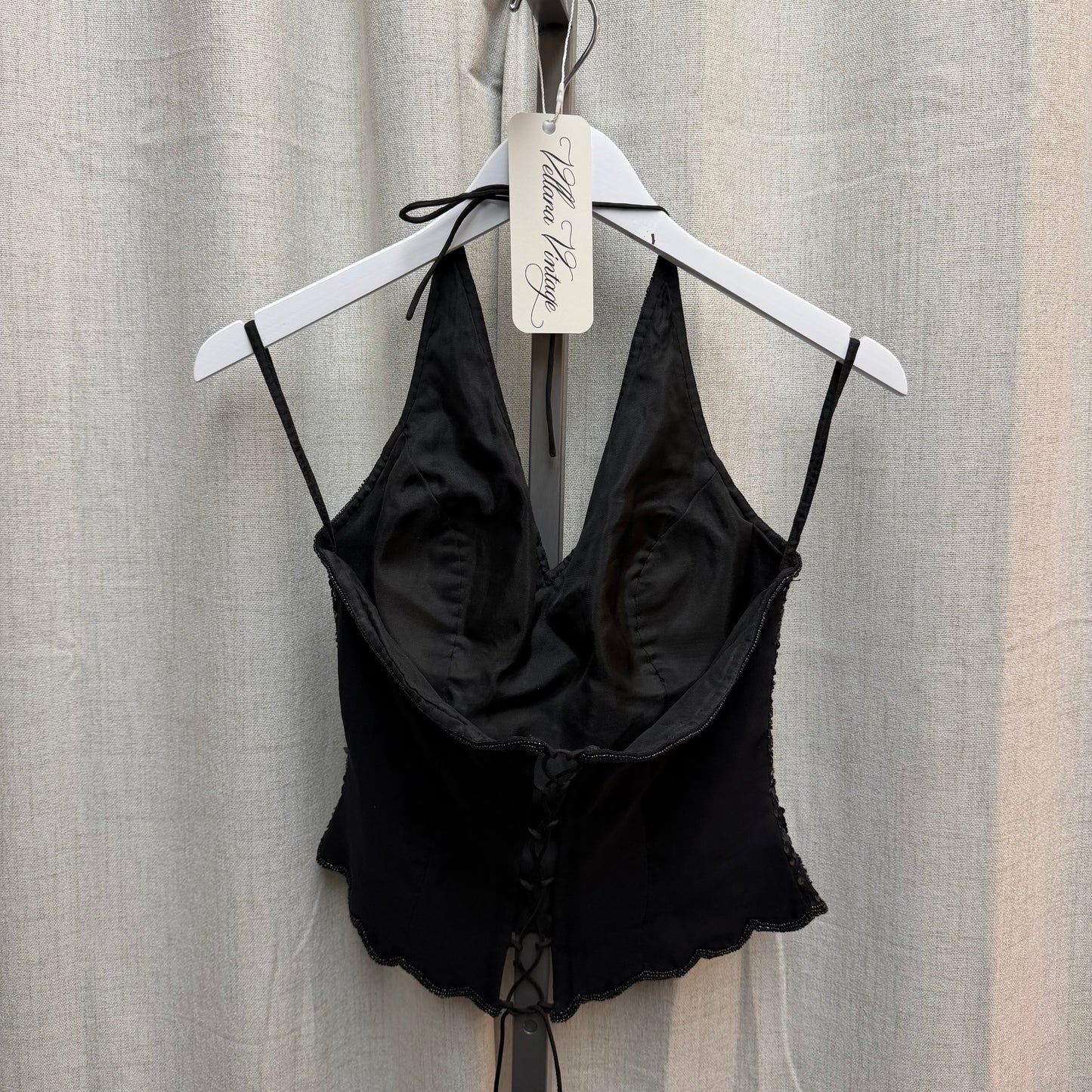 Black Beaded Halter Top