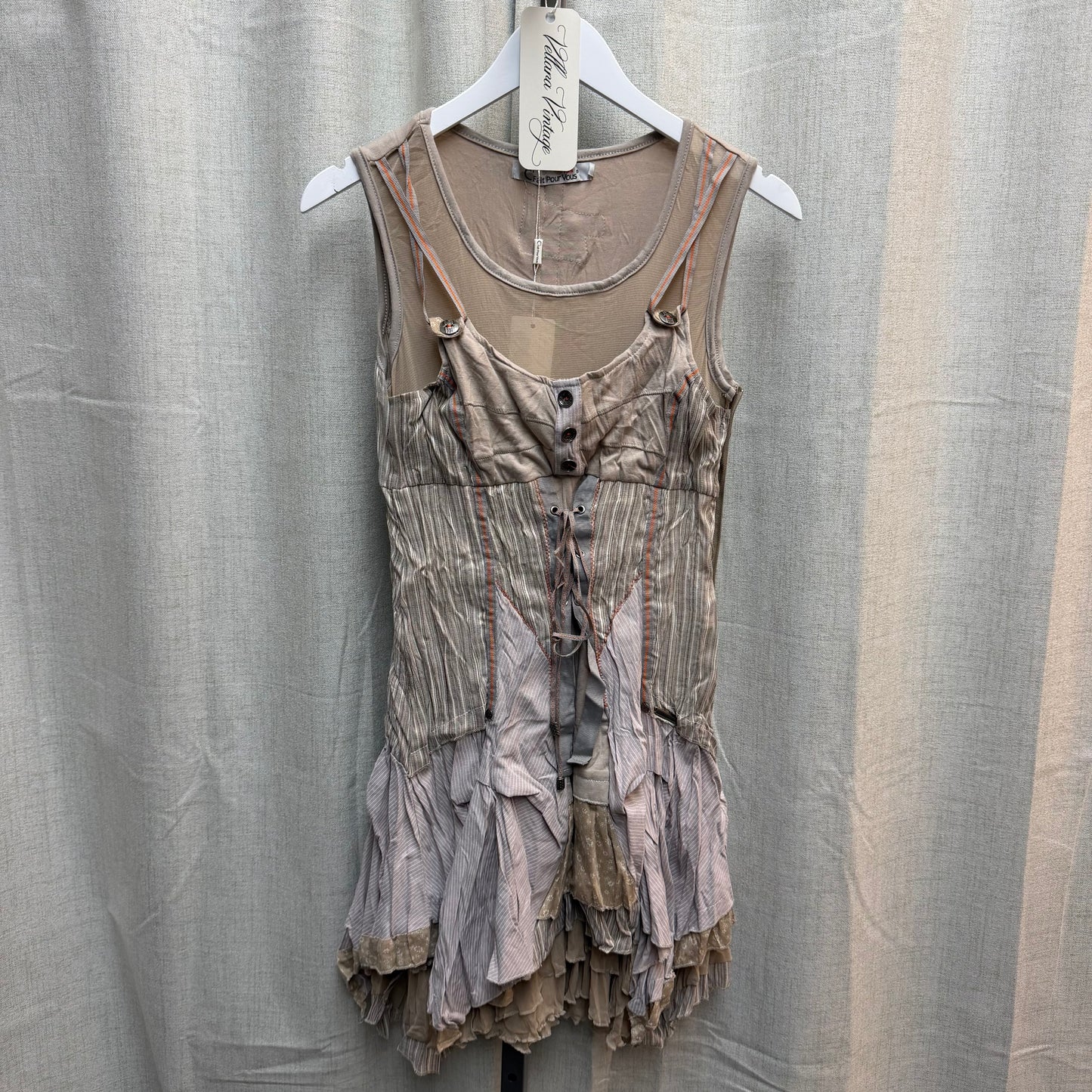 Beige Layered Effect Euro Mini Dress
