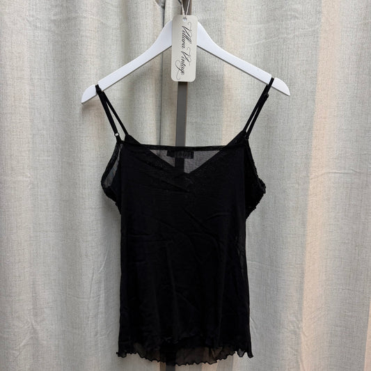 Black Beaded Cami with Lettuce Hem