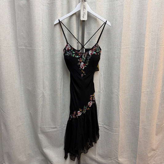 Black Multicolor Beaded Silk Dress
