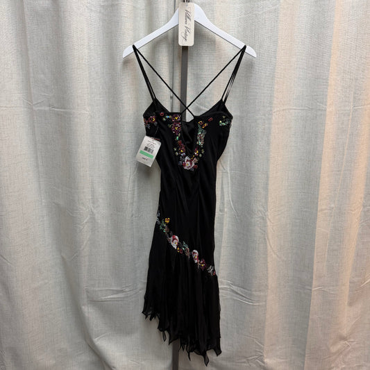 Black Multicolor Beaded Silk Dress