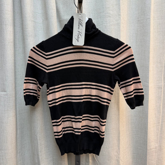 Miu Miu Black & Pink Striped Top and Cardigan Set