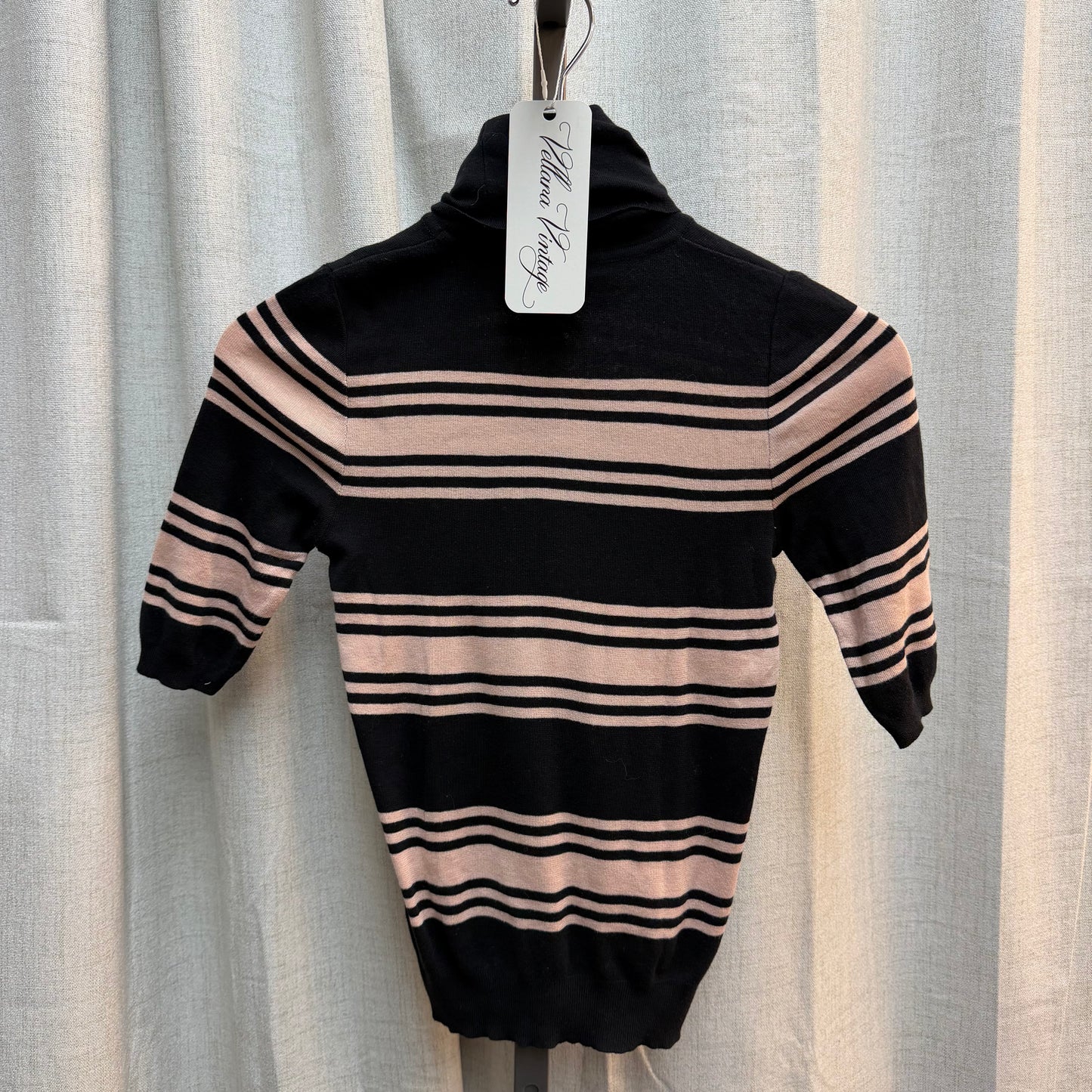 Miu Miu Black & Pink Striped Top and Cardigan Set