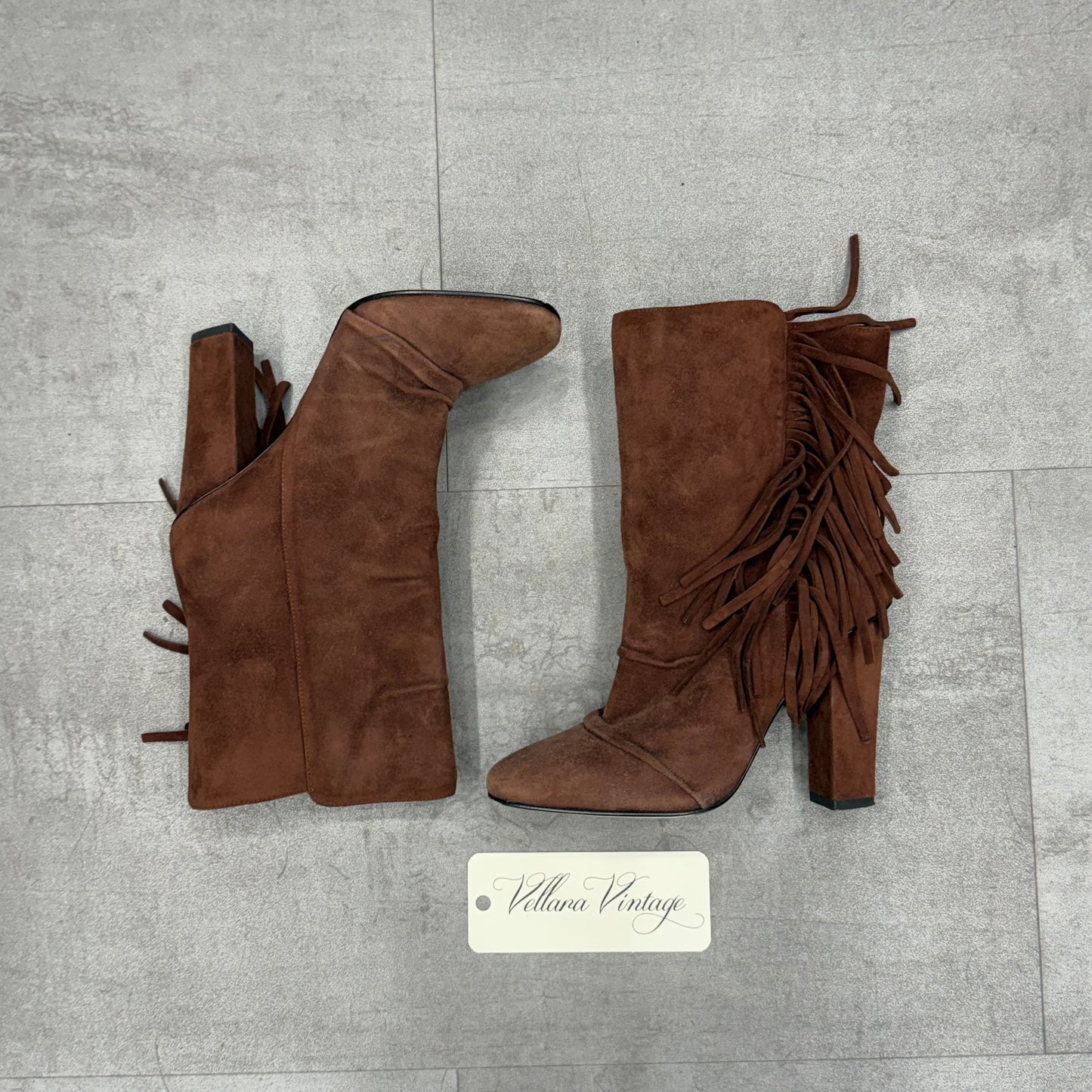 Giuseppe Zanotti Brown Suede Fringe Boots