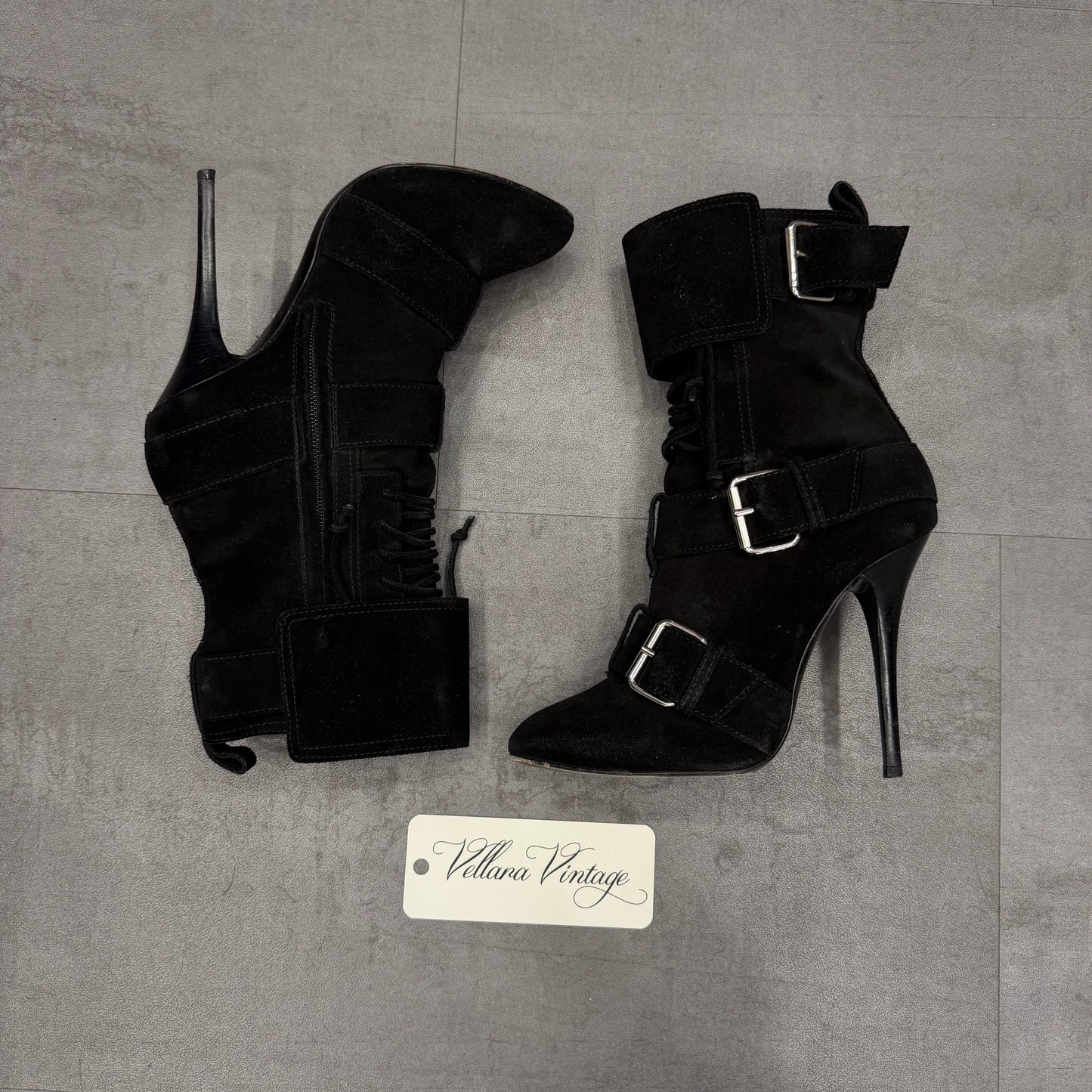 Giuseppe Zanotti Black Suede Stiletto Boots