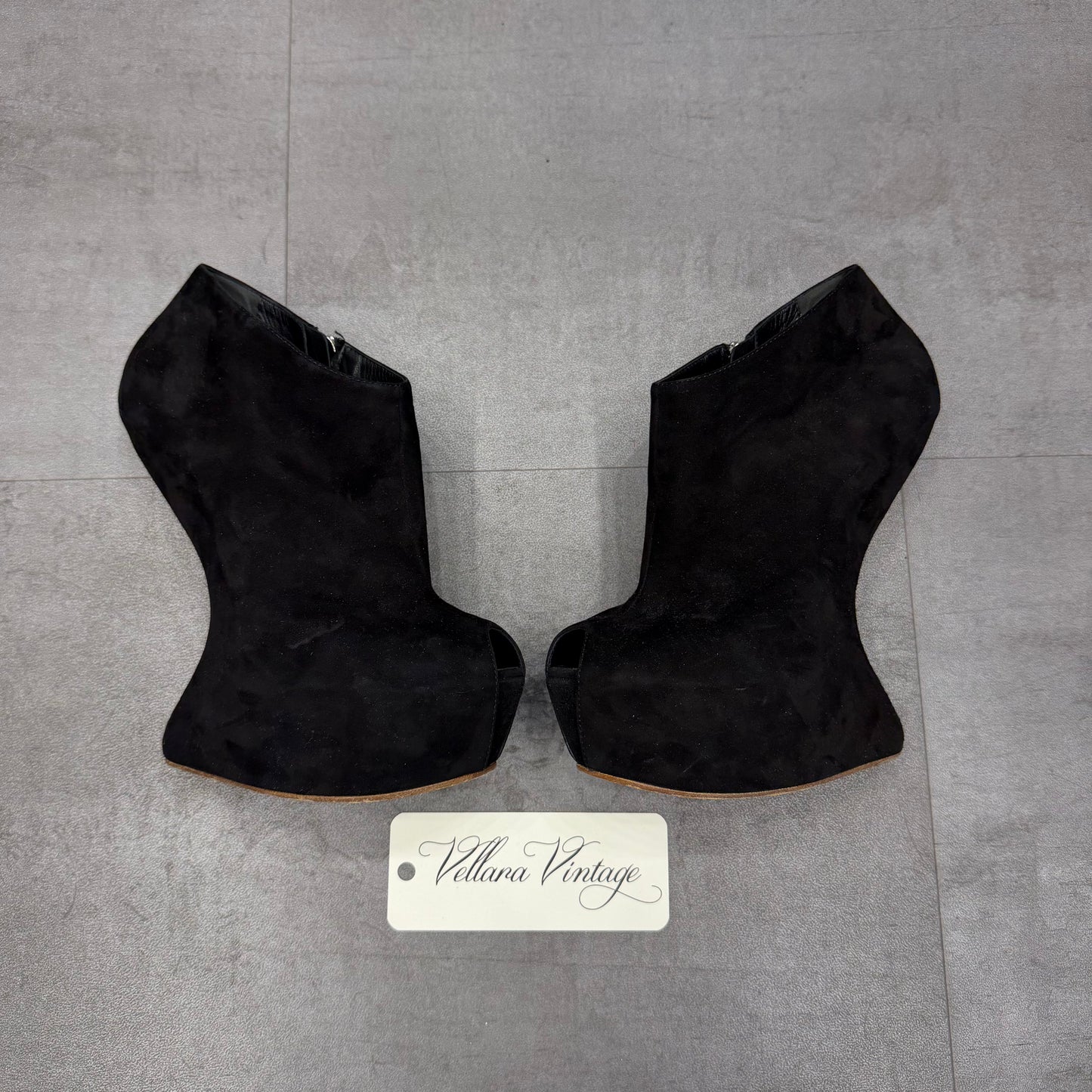 Giuseppe Zanotti Heelless Black Suede Platform Booties