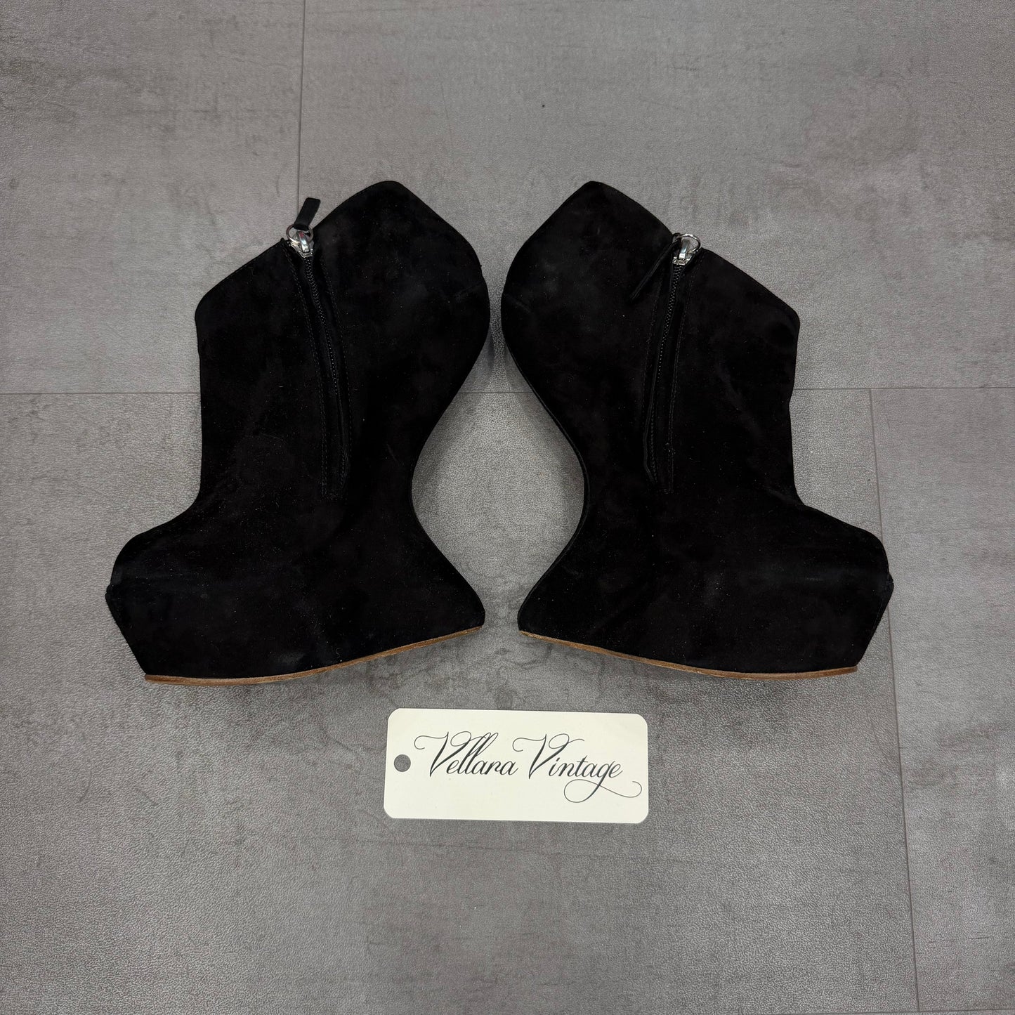 Giuseppe Zanotti Heelless Black Suede Platform Booties
