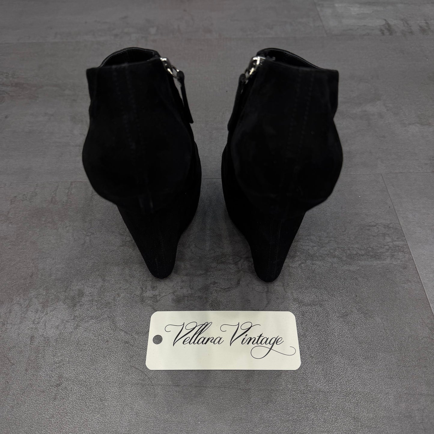 Giuseppe Zanotti Heelless Black Suede Platform Booties