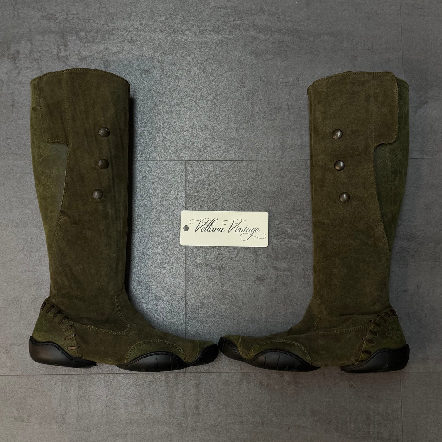 Archive Marithé + François Girbaud Green Suede Boots