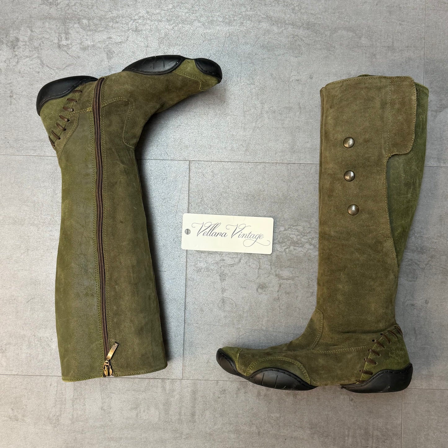 Archive Marithé + François Girbaud Green Suede Boots