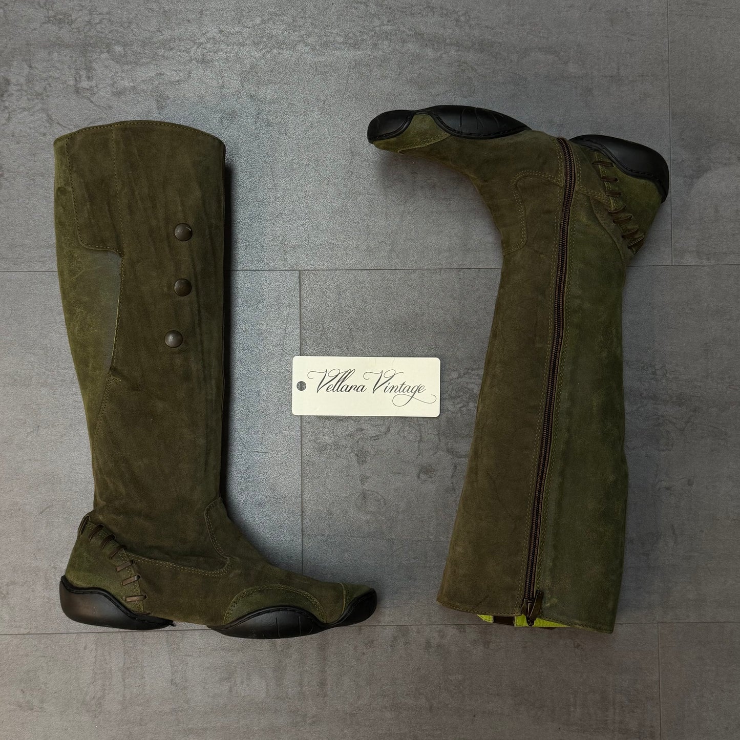 Archive Marithé + François Girbaud Green Suede Boots