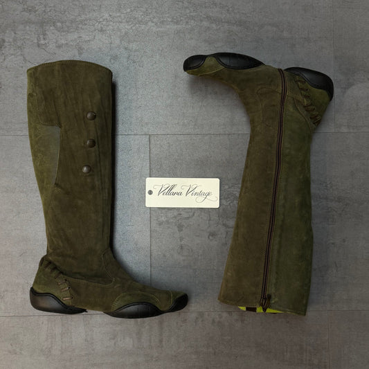 Archive Marithé + François Girbaud Green Suede Boots