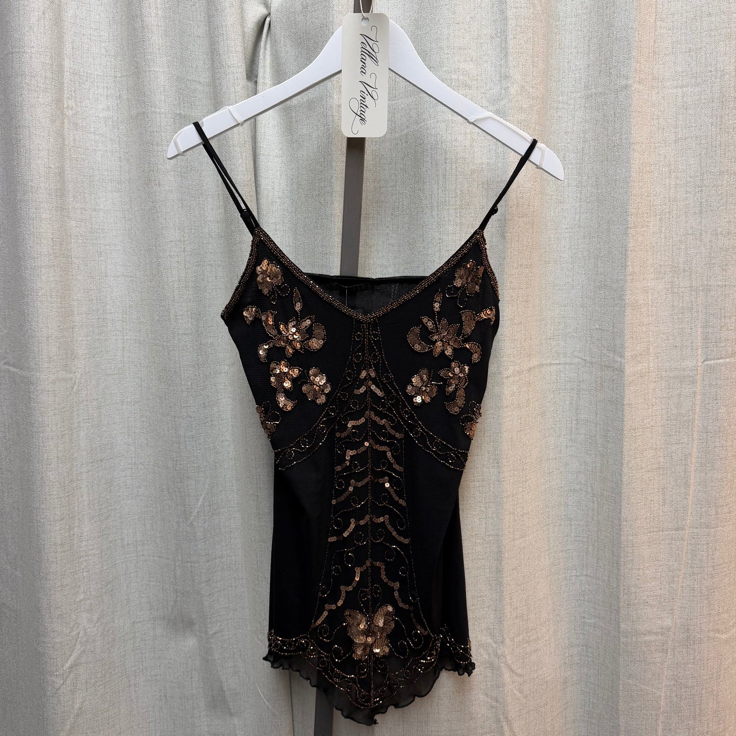 Black and Bronze/Copper Beaded Tank