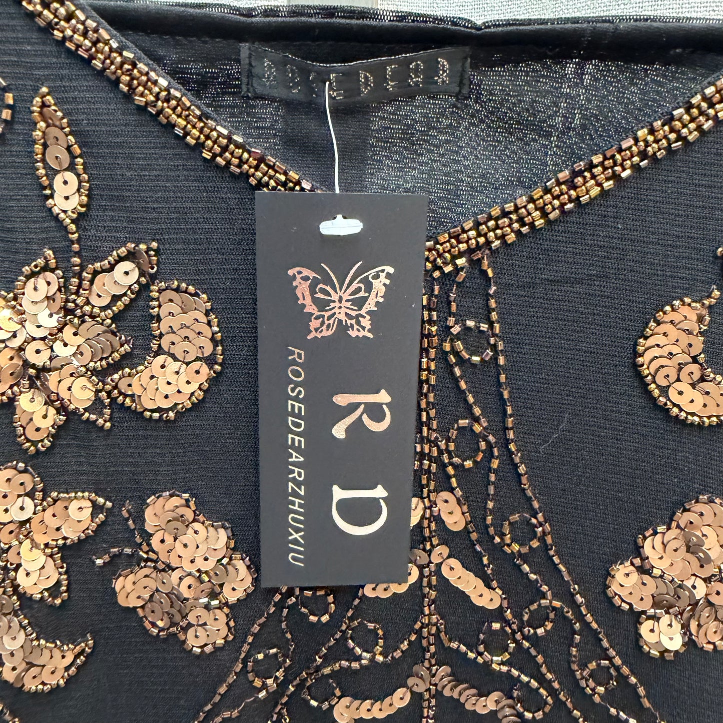 Black and Bronze/Copper Beaded Tank
