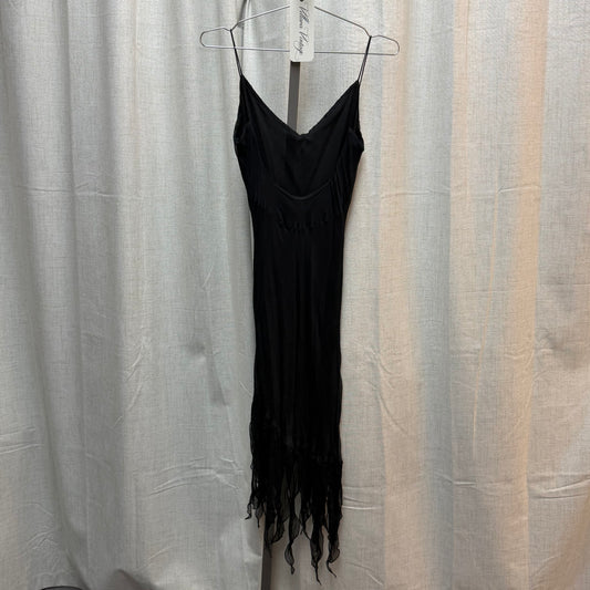 Black 100% Silk Backless Midi Dress