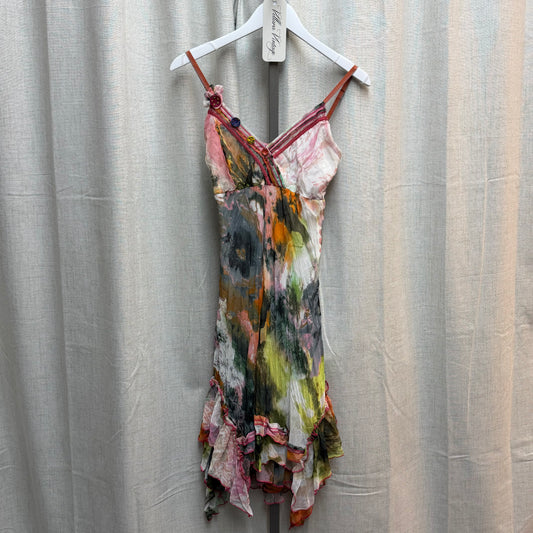 Watercolor Floral Print Midi Dress w/ Buttons