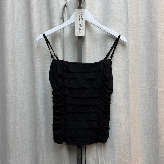Morgan de Toi Black Ruffle Lace-up Camisole
