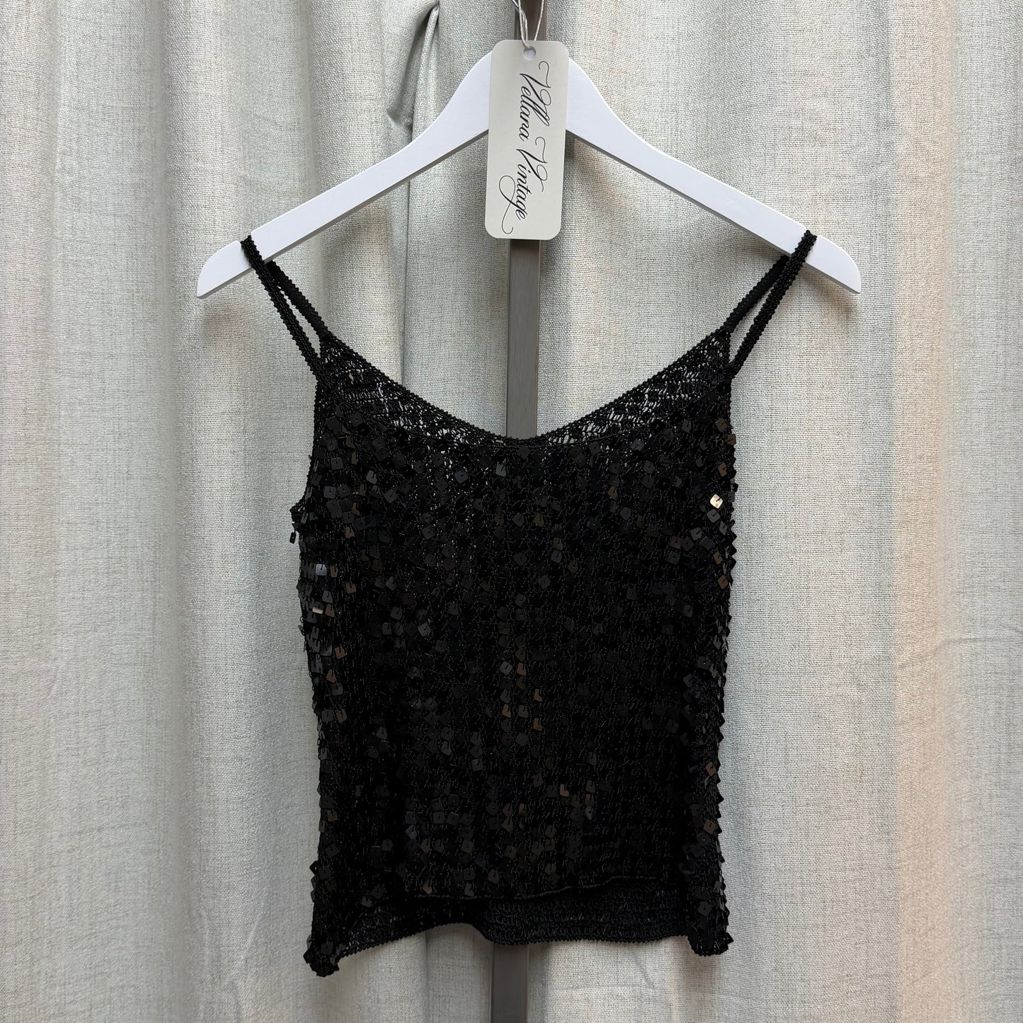 Black Sequin Crochet Top