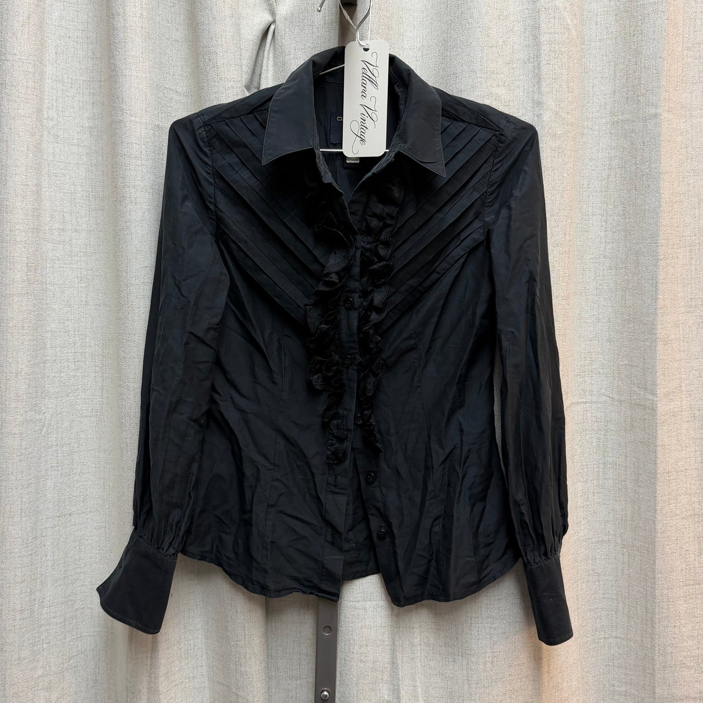 Roberto Cavalli CLASS Black Ruffled Button Down Shirt