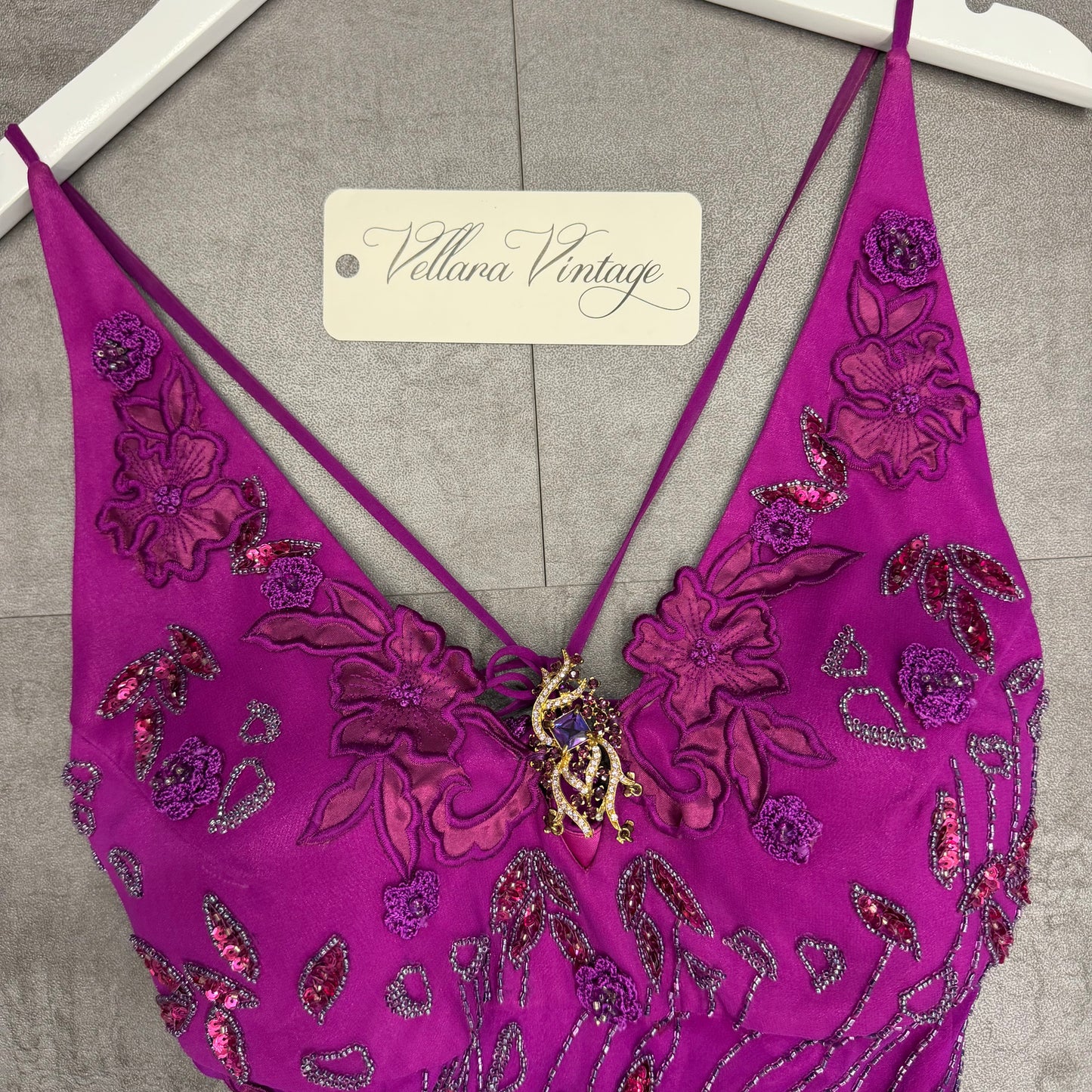 Magenta Backless Beaded Midi Dress