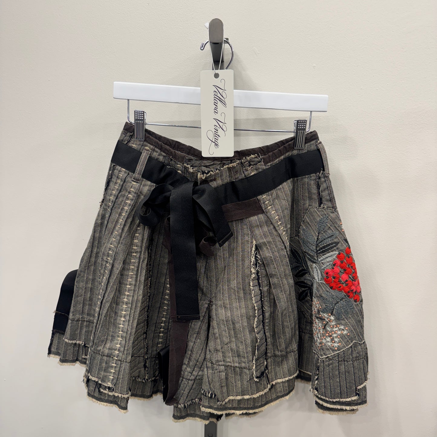 Marithe Francois Girbaud Asymmetrical Floral Embroidered Skirt