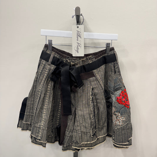 Marithe Francois Girbaud Asymmetrical Floral Embroidered Skirt