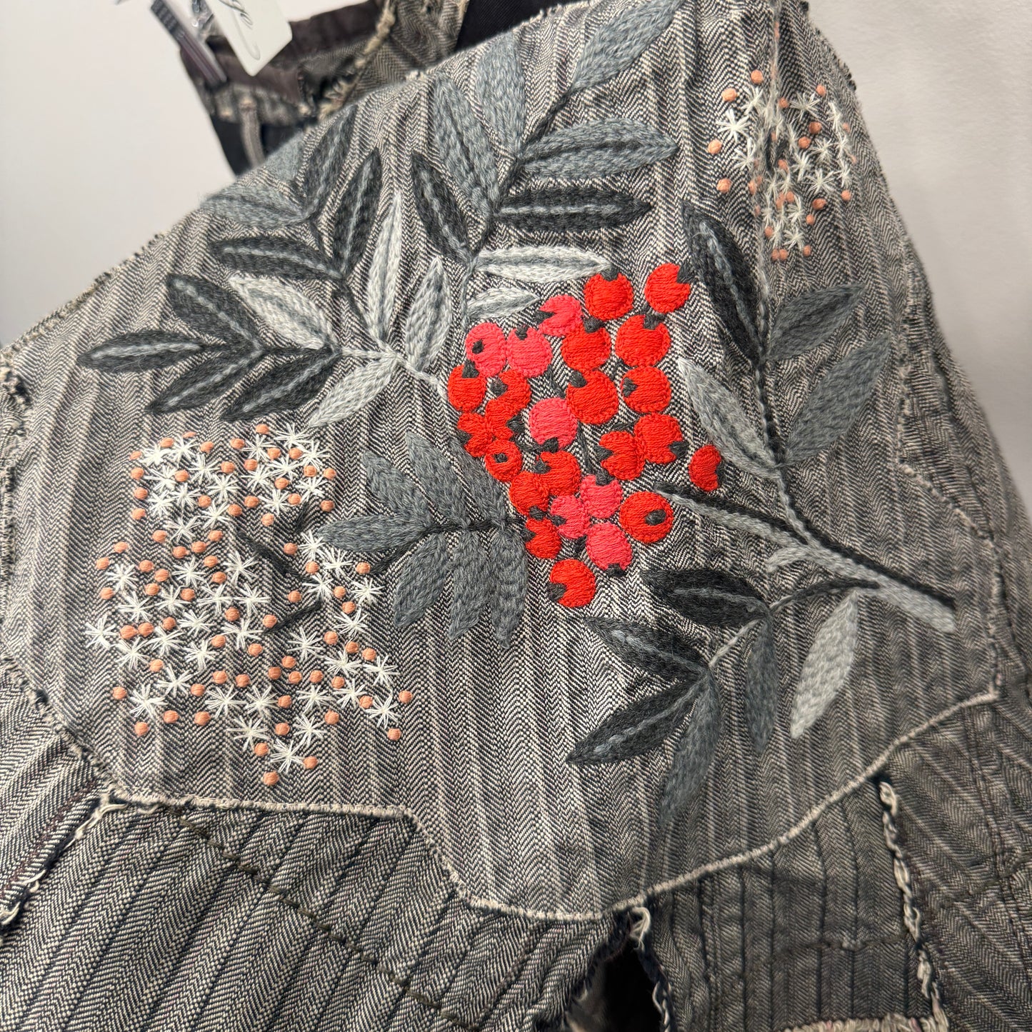 Marithe Francois Girbaud Asymmetrical Floral Embroidered Skirt