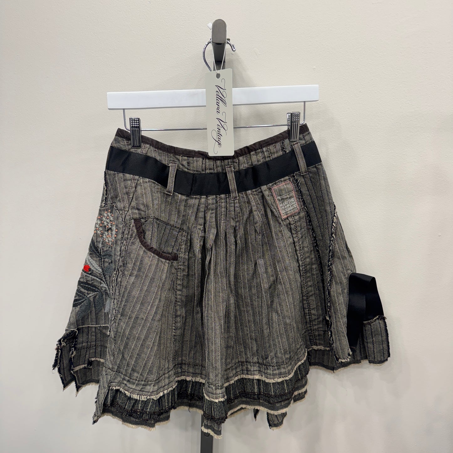 Marithe Francois Girbaud Asymmetrical Floral Embroidered Skirt