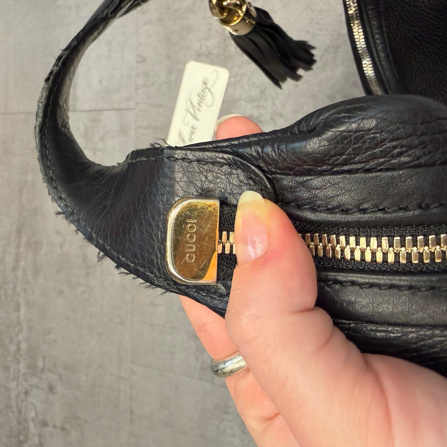 Gucci XL Soho Black Leather Hobo Bag with Tassel