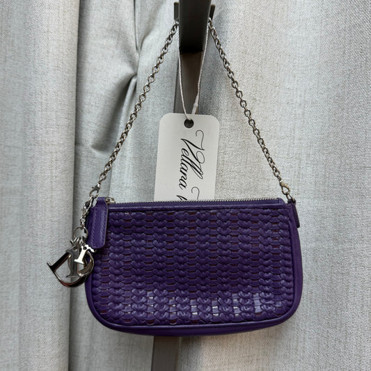 Christian Dior Purple Woven Lambskin Leather Pochette w/ Silver Hardware