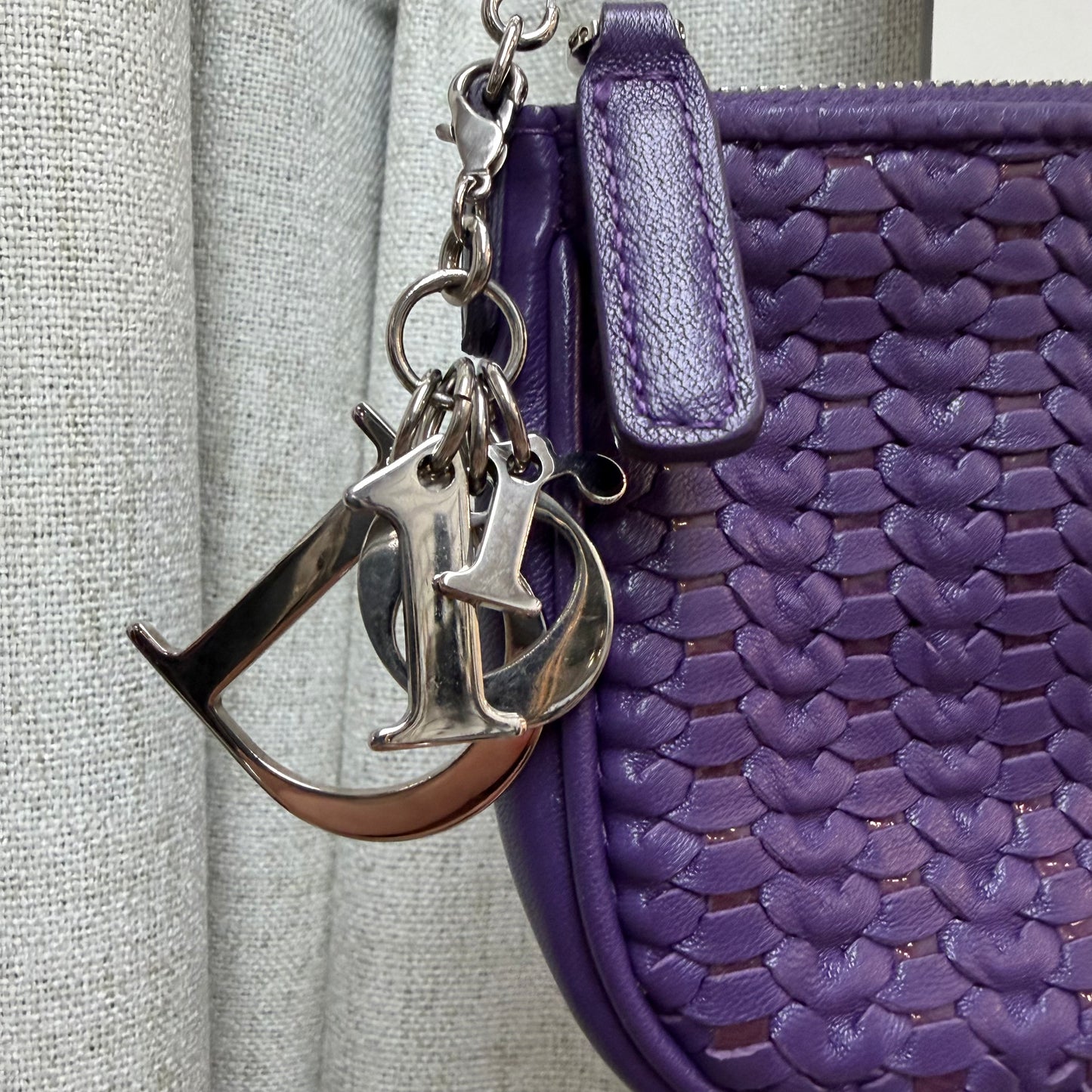Christian Dior Purple Woven Lambskin Leather Pochette w/ Silver Hardware