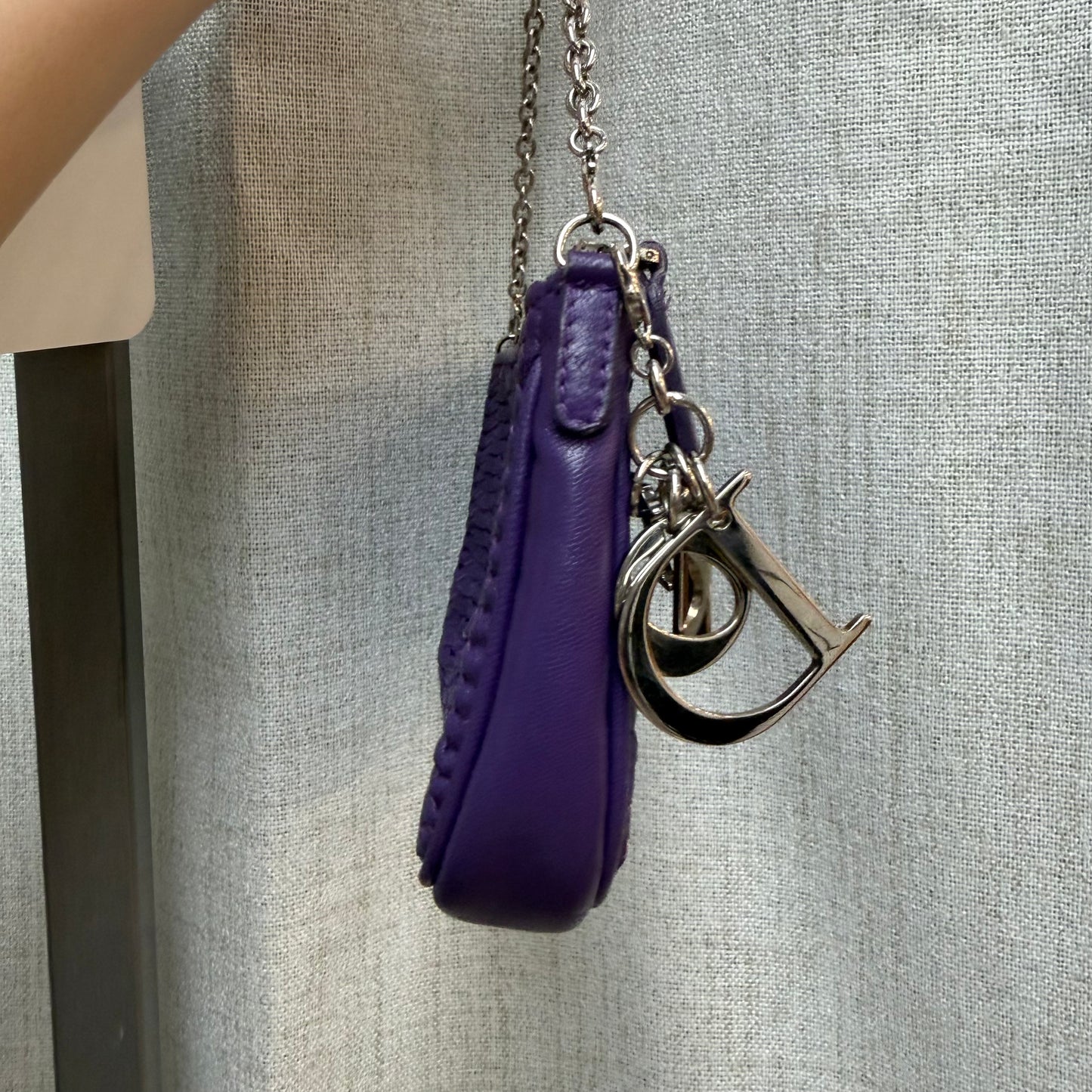 Christian Dior Purple Woven Lambskin Leather Pochette w/ Silver Hardware