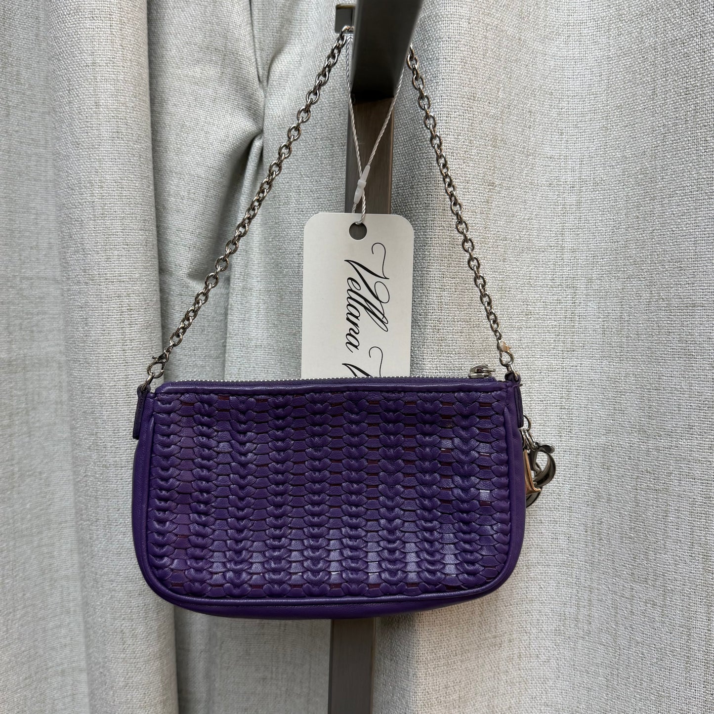 Christian Dior Purple Woven Lambskin Leather Pochette w/ Silver Hardware