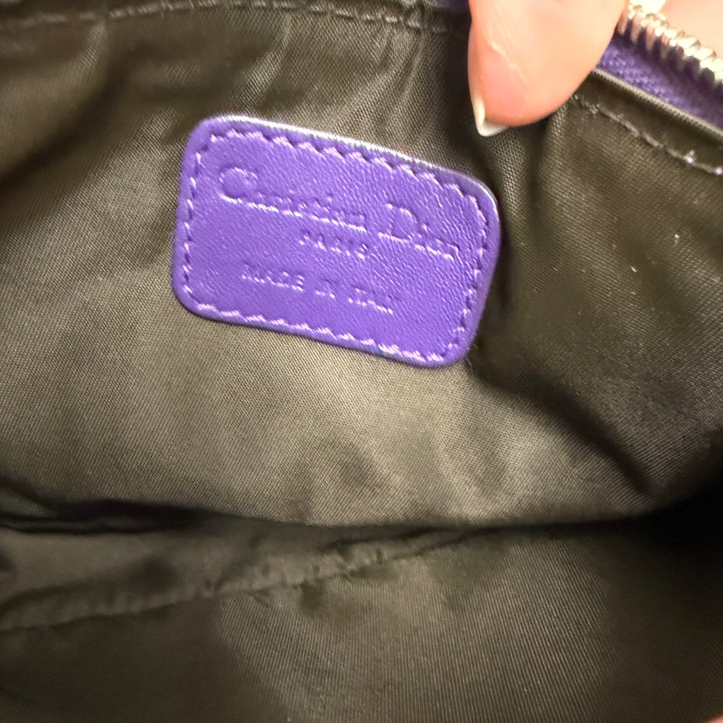 Christian Dior Purple Woven Lambskin Leather Pochette w/ Silver Hardware