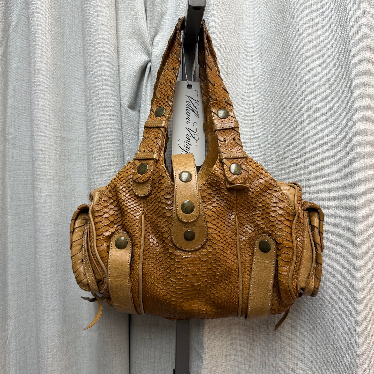 Brown Chloe Silverado Python Bag