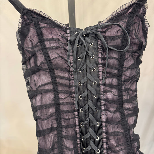 Moda International Lace Mesh Corset Style Top