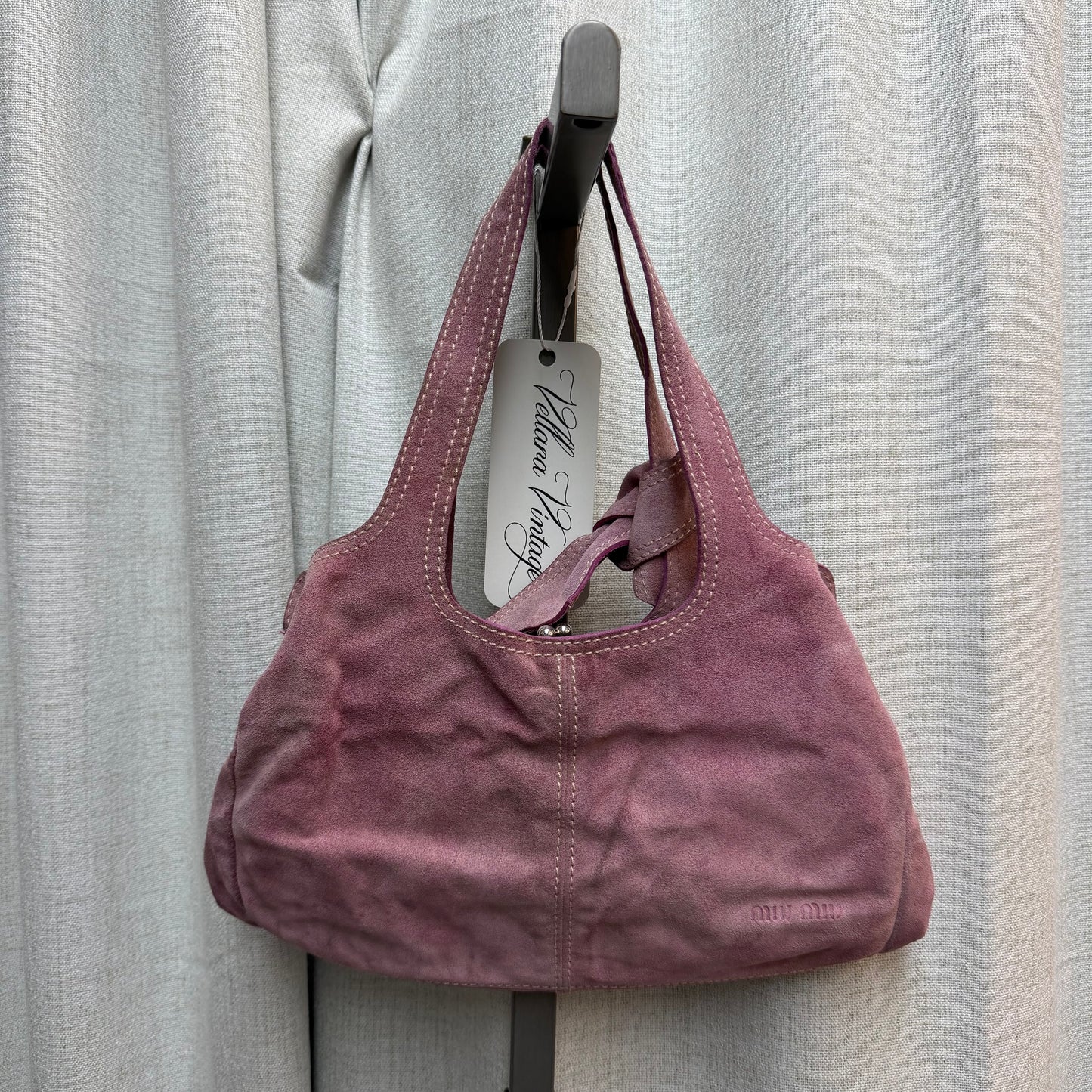 Miu Miu Purple Suede Hobo Shoulder Bag w/ Knotted Strap
