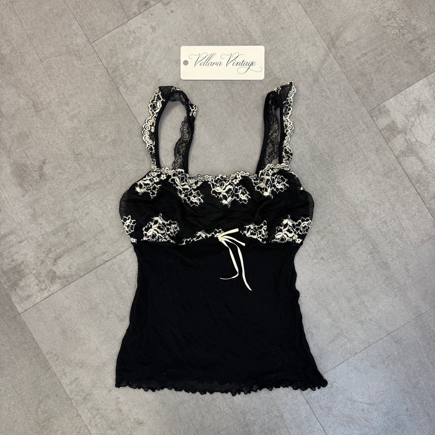 Y2K Black and White Lace Mesh Cami