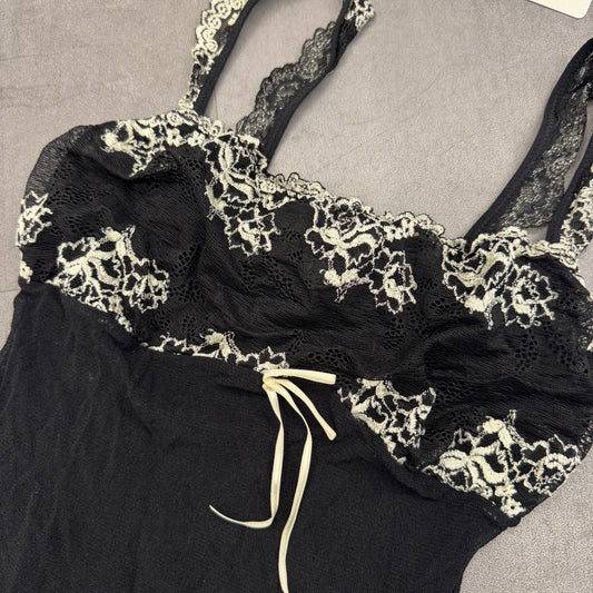 Y2K Black and White Lace Mesh Cami