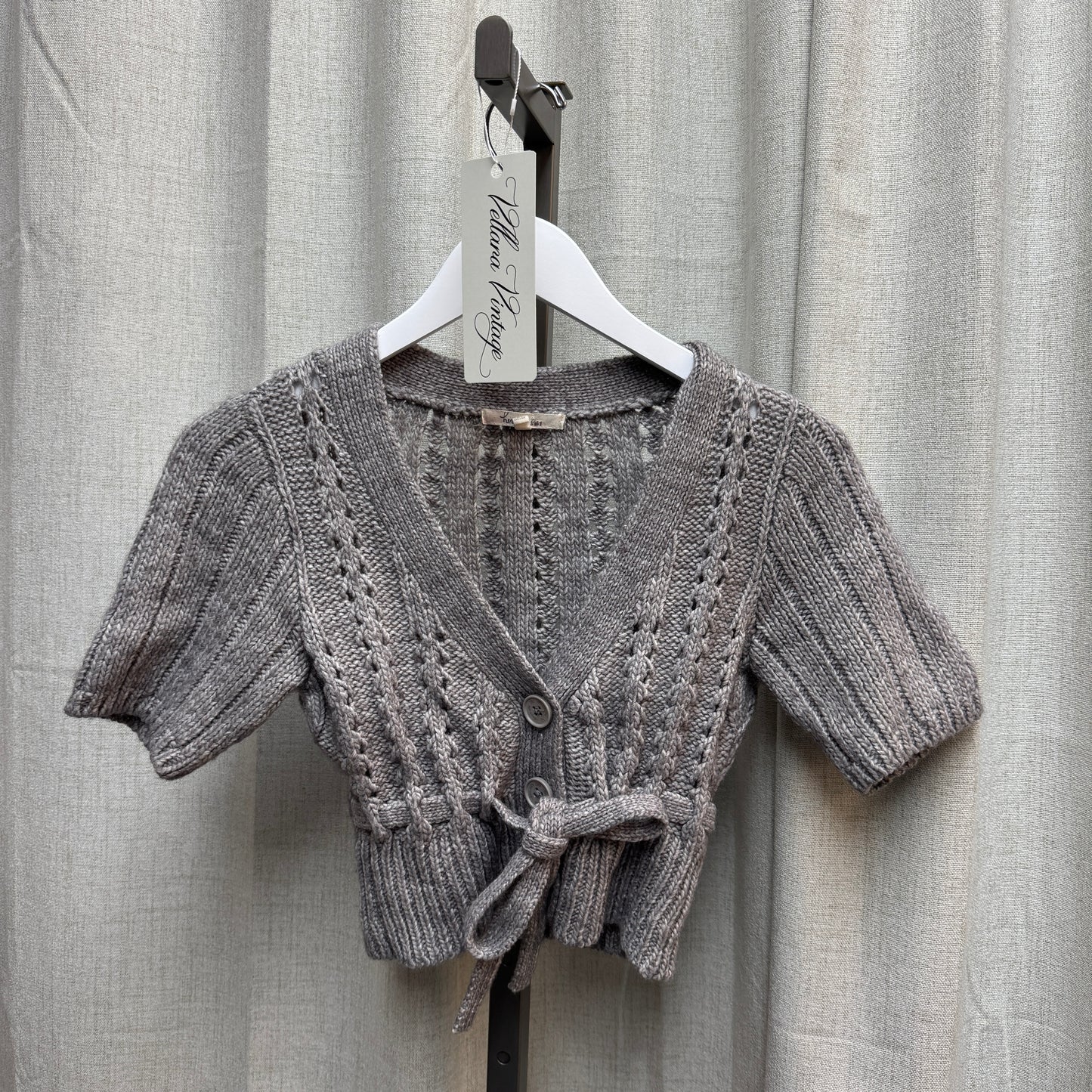 Cropped Gray Short Sleeve Cardigan