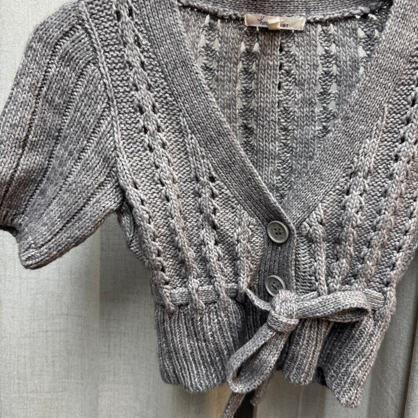 Cropped Gray Short Sleeve Cardigan