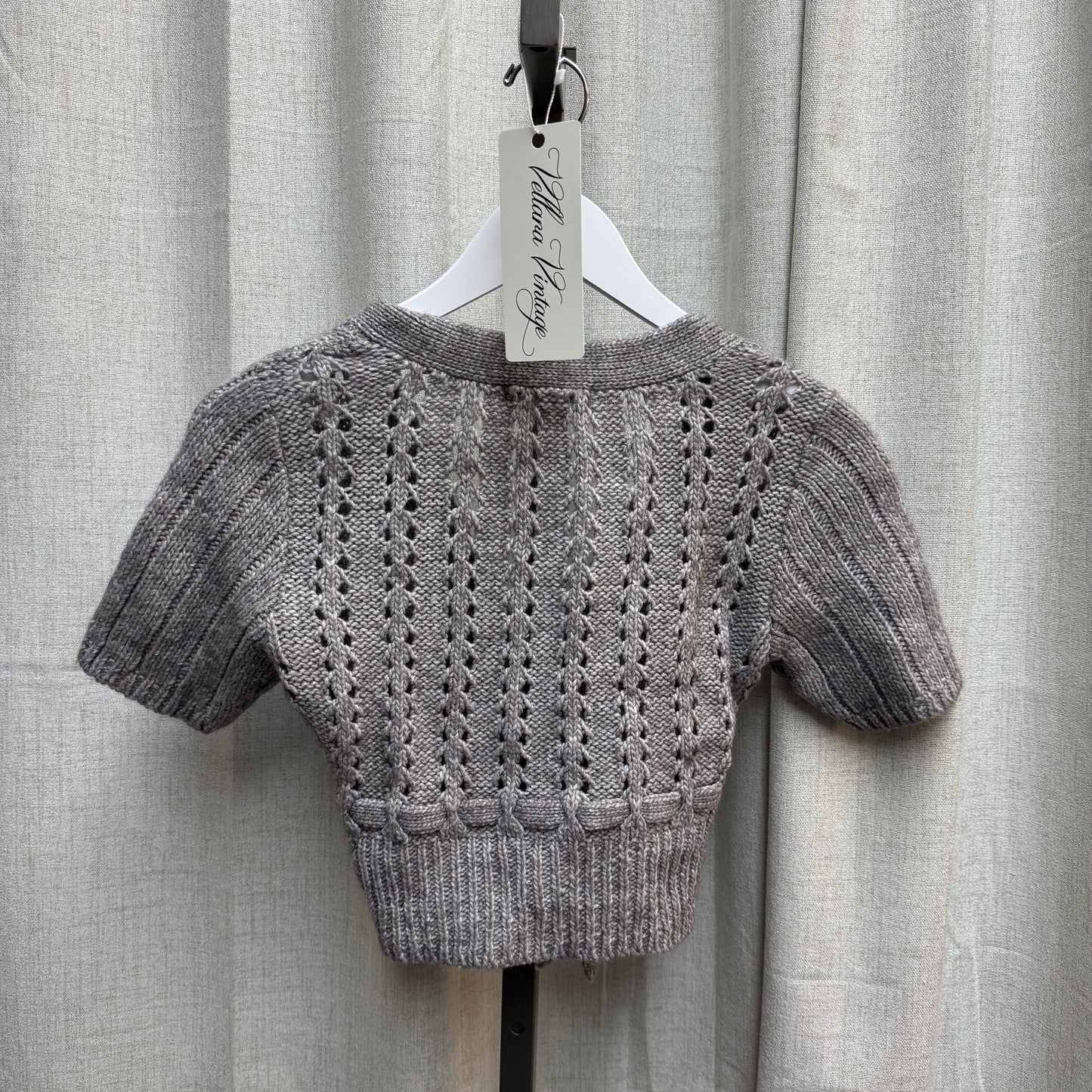 Cropped Gray Short Sleeve Cardigan