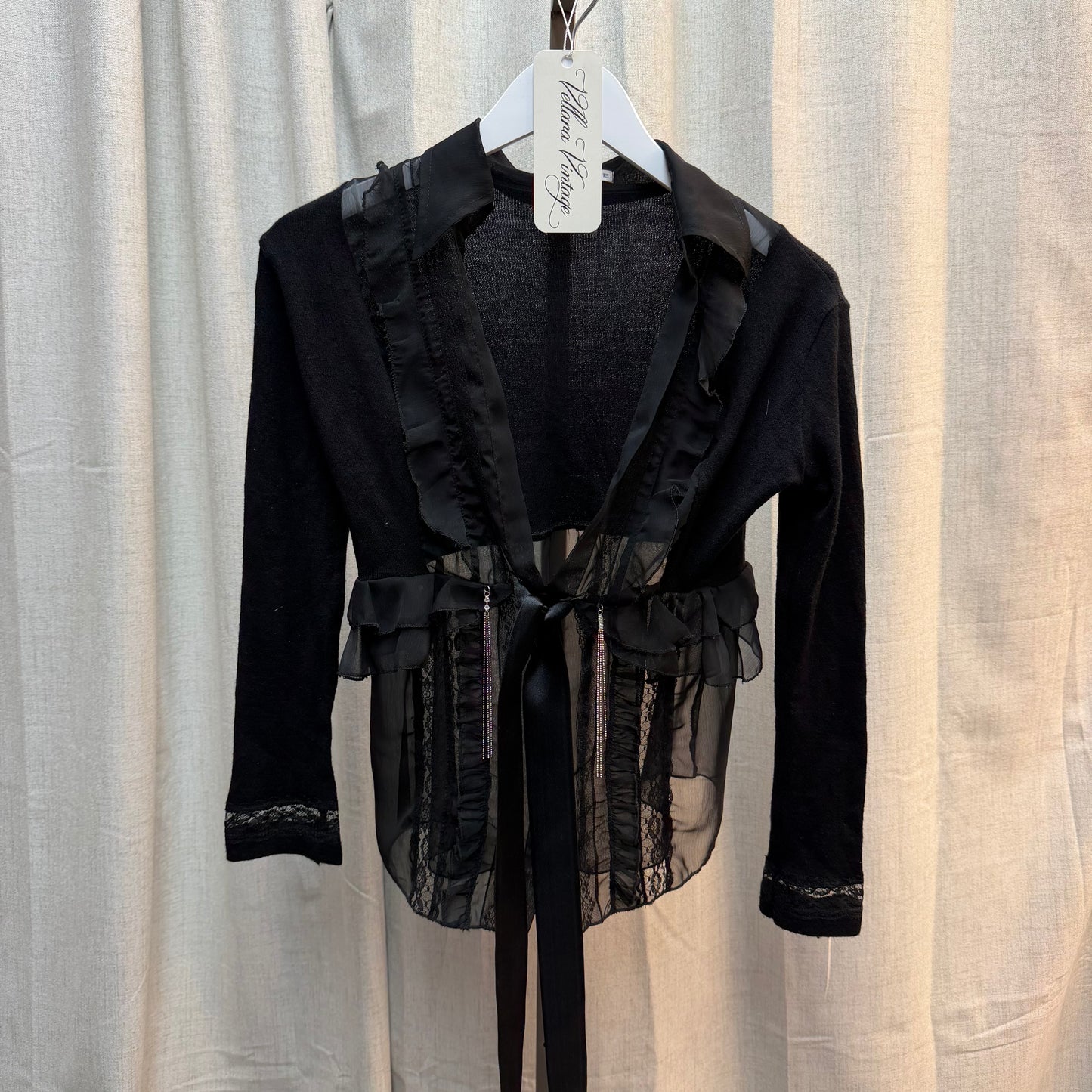 Zone Bleue Black Knit Mesh Cardigan