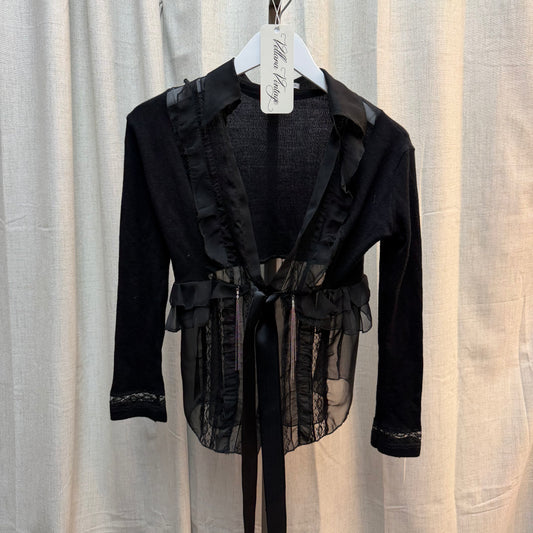 Zone Bleue Black Knit Mesh Cardigan