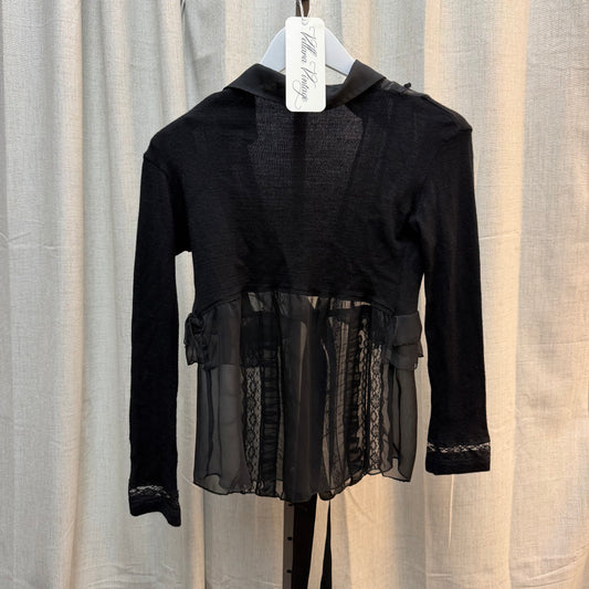 Zone Bleue Black Knit Mesh Cardigan