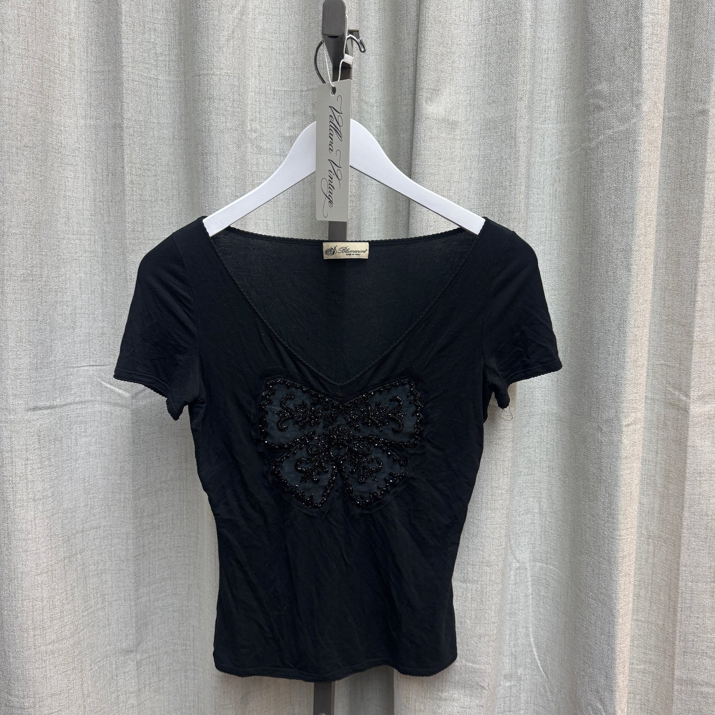 Y2K Blumarine V-neck with Beaded Bow